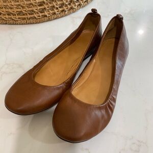 Brown Faux Leather Flats